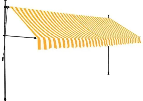 Copertină retractabilă manual cu LED, alb & portocaliu, 400 cm - 2/5