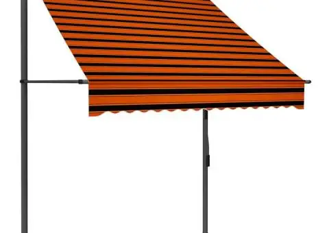 Copertină retractabilă manual cu LED, portocaliu & maro, 150 cm - 2/5