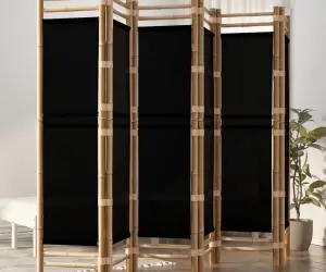 Separator de cameră pliabil cu 6 panouri 240 cm bambus și pânză