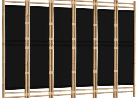 Separator de cameră pliabil cu 6 panouri 240 cm bambus și pânză - 3/5