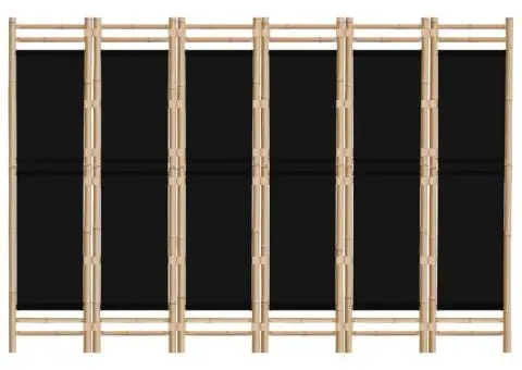 Separator de cameră pliabil cu 6 panouri 240 cm bambus și pânză - 4/5