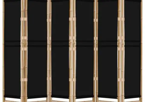 Separator de cameră pliabil cu 6 panouri 240 cm bambus și pânză - 5/5