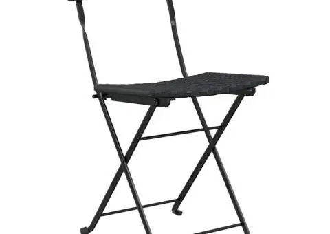 Set mobilier bistro pliabil, 3 piese, negru, poliratan - 4/5