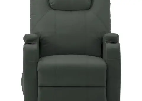 Fotoliu de masaj cu ridicare, antracit, piele ecologică - 3/5