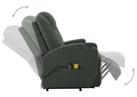 Fotoliu de masaj cu ridicare, antracit, piele ecologică - 4/5