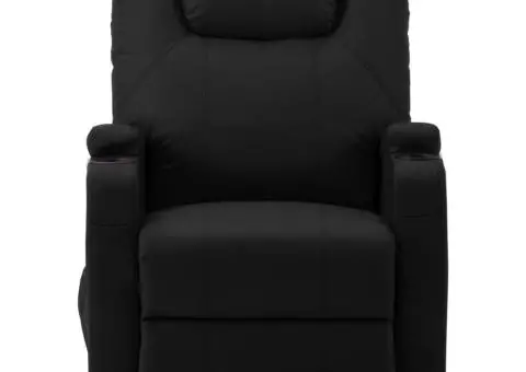 Fotoliu de masaj cu ridicare, negru, piele ecologică - 3/5