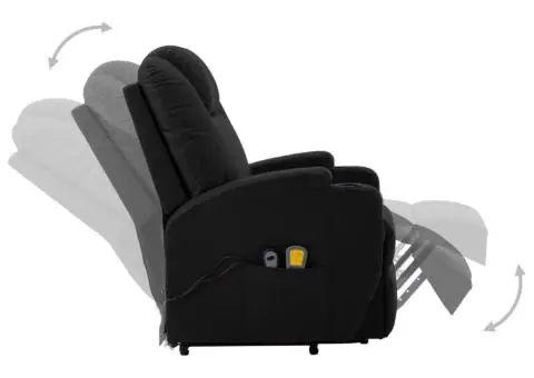 Fotoliu de masaj cu ridicare, negru, piele ecologică - 4/5