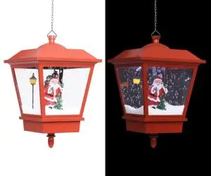 Felinar suspendat cu LED și Moș Crăciun, roșu, 27x27x45 cm