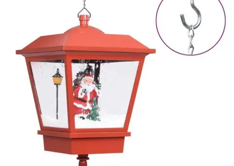 Felinar suspendat cu LED și Moș Crăciun, roșu, 27x27x45 cm - 2/5