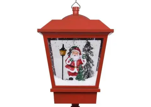 Felinar suspendat cu LED și Moș Crăciun, roșu, 27x27x45 cm - 4/5