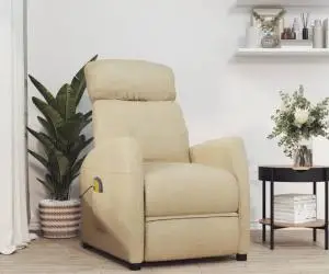 Fotoliu de masaj, crem, material textil