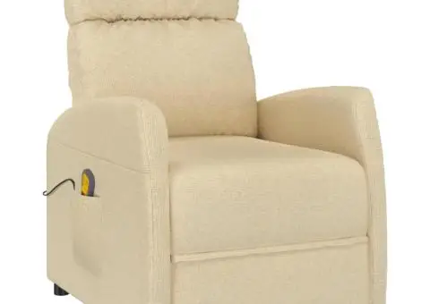 Fotoliu de masaj, crem, material textil - 2/5