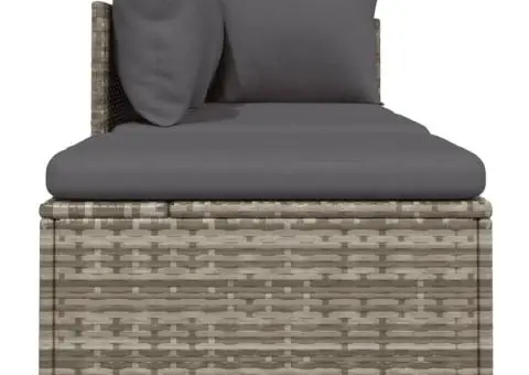 Set mobilier de grădină cu perne, 3 piese, gri, poliratan - 5/5