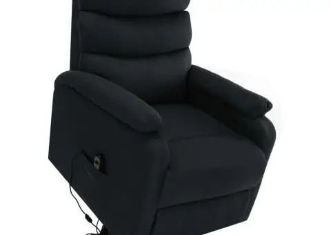 Fotoliu de masaj cu ridicare, negru, material textil - 1/5