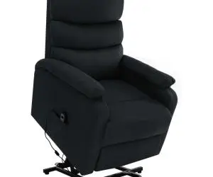 Fotoliu de masaj cu ridicare, negru, material textil