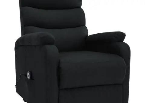 Fotoliu de masaj cu ridicare, negru, material textil - 2/5