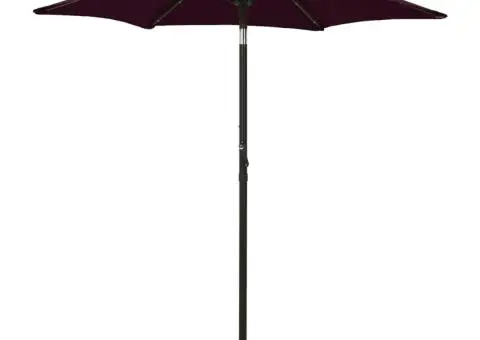 Umbrelă de soare cu lumini LED, roșu bordo, 200x211cm, aluminiu - 1/5