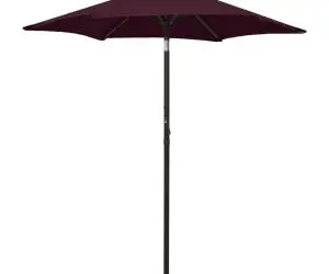 Umbrelă de soare cu lumini LED, roșu bordo, 200x211cm, aluminiu
