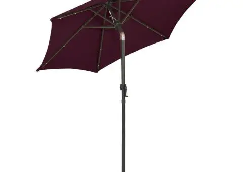 Umbrelă de soare cu lumini LED, roșu bordo, 200x211cm, aluminiu - 4/5