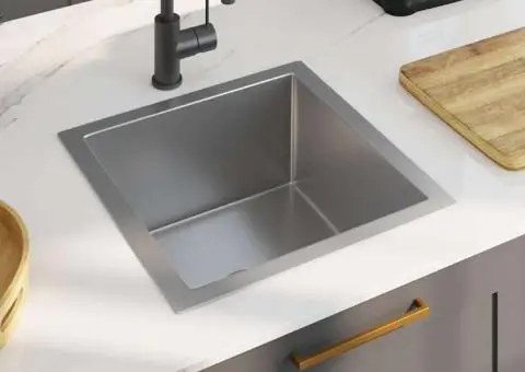 Chiuvetă de bucătărie lucrată manual, oțel inoxidabil - 1/5