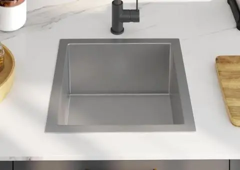 Chiuvetă de bucătărie lucrată manual, oțel inoxidabil - 3/5