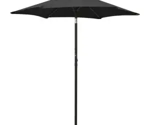 Umbrelă de soare cu lumini LED, negru, 200x211 cm, aluminiu