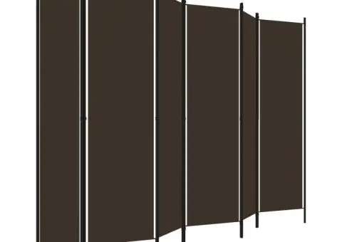 Paravan de cameră cu 6 panouri, maro, 300 x 180 cm - 3/5