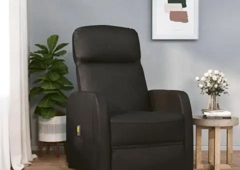 Fotoliu de masaj, negru, piele ecologică - 1/5
