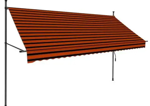 Copertină retractabilă manual cu LED, portocaliu & maro, 300 cm - 2/5