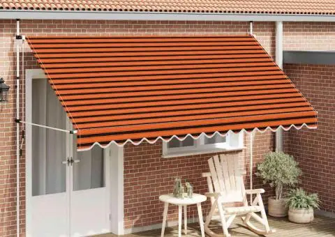 Copertină retractabilă manual, portocaliu și maro, 400 cm - 1/5