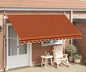 Copertină retractabilă manual, portocaliu și maro, 400 cm