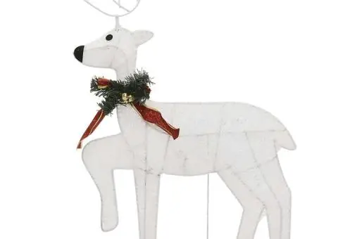 Decor de Crăciun cu reni și sanie, 60 LED-uri, alb, exterior - 5/5