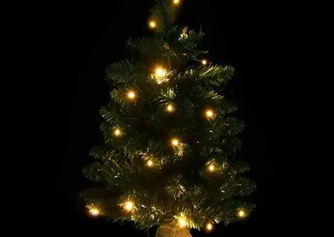 Brad Crăciun artificial pre-iluminat cu suport verde 60 cm, PVC - 3/5