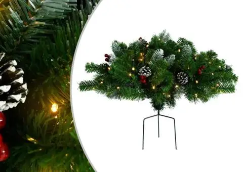 Brad de Crăciun artificial de alee pre-iluminat verde 40 cm PVC - 1/5