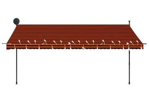 Copertină retractabilă manual cu LED, portocaliu & maro, 400 cm - 5/5