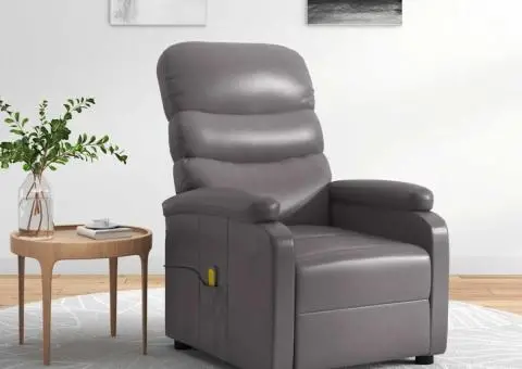 Fotoliu de masaj, gri, piele ecologică - 1/5
