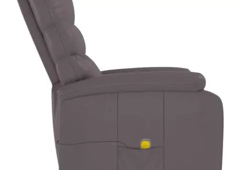 Fotoliu de masaj, gri, piele ecologică - 4/5