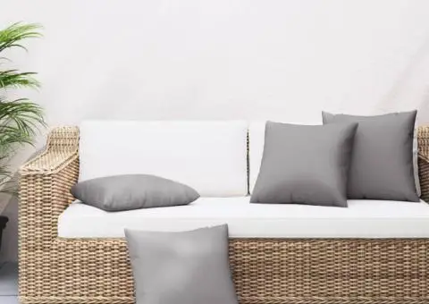 Perne decorative, 4 buc., gri, 50x50 cm, material textil - 1/5