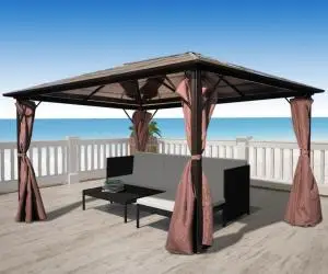 Pavilion cu perdea, maro, aluminiu, 400 x 300 cm