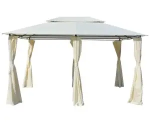 Cort de grădină cu perdele 4 x 3 m, alb