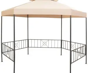 Pavilion marchiză de grădină, cort, hexagonal, 323x265 cm, bej