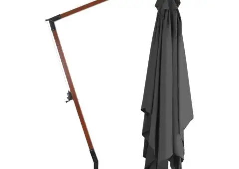 Umbrelă în consolă cu stâlp din lemn, antracit, 400 x 300 cm - 3/5