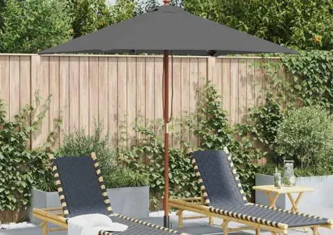 Umbrelă de soare, exterior, stâlp lemn, 150x200 cm, antracit - 1/5