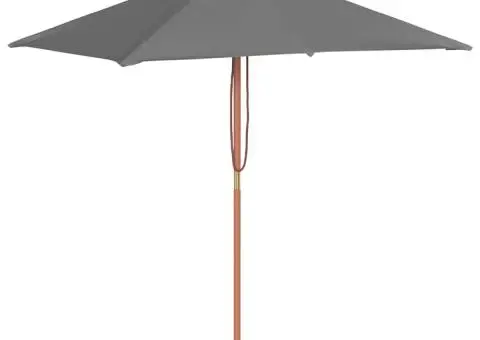 Umbrelă de soare, exterior, stâlp lemn, 150x200 cm, antracit - 2/5