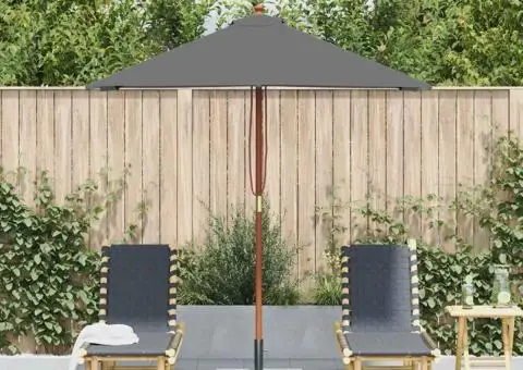 Umbrelă de soare, exterior, stâlp lemn, 150x200 cm, antracit - 3/5