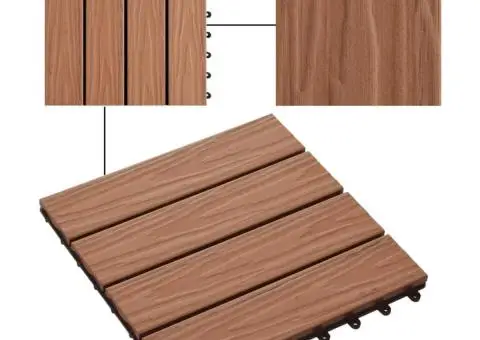 Plăci podea în relief WPC, 11 buc, 30x30 cm, 1 mp, maro deschis - 4/5