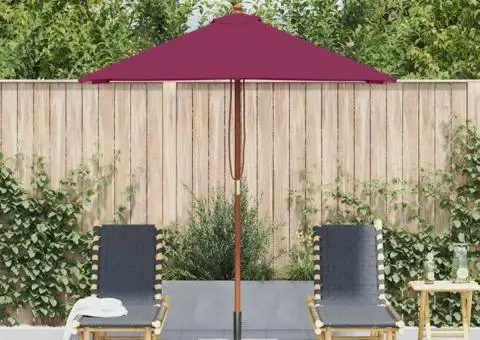 Umbrelă de soare de exterior, stâlp lemn, 150x200 cm roșu bordo - 3/5