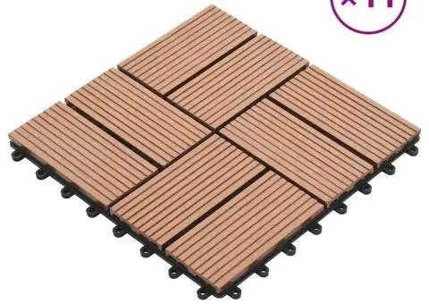 Plăci de pardoseală 11 buc, maro, 30 x 30 cm, WPC, 1 mp - 1/5