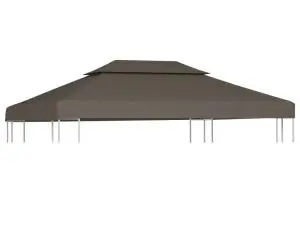 Acoperiș de pavilion, 2 niveluri, gri taupe, 4x3 m, 310 g/m²