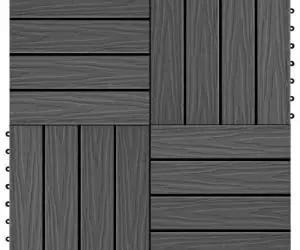 Plăci podea în relief, WPC, 11 buc., 30 x 30 cm, 1 mp, negru